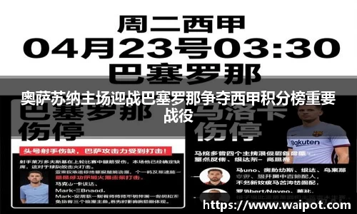 奥萨苏纳主场迎战巴塞罗那争夺西甲积分榜重要战役